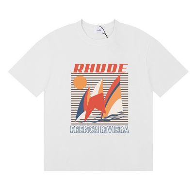 S M L XL FH Ref 50153, 2024 New SeasonUS Streetwear Rhude Poster Sailboat Sunset Prin… — photo 3