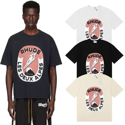 S M L XL FH 50130, US Streetwear Rhude Les Deux Alpes Alps Ski Classic Sunrise Pri… — photo 2
