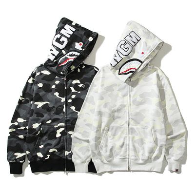 - 20$ Streetwear Shark Head Glow Spot Camo Fleece-Lined Hoodie M-XXXL90 — photo 2