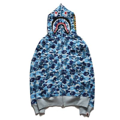 -20$ Streetwear Shark Head Camo Background Print Hoodie Outerwear Blue&Pink&Green S~3XL95 — photo 4